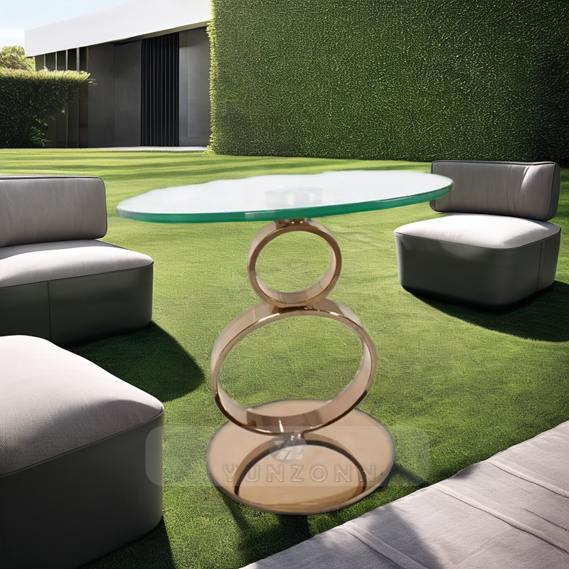 Modern Luxury round Coffee Table with Glass Top and Stainless Steel Base for Living Room Home Villa Hotel Hall