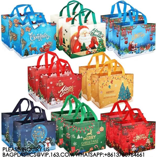Christmas Gift Bags,Christmas Tote Bags With Handles, Christmas Treat Bags, Multifunctional Non-Woven Christmas Bags