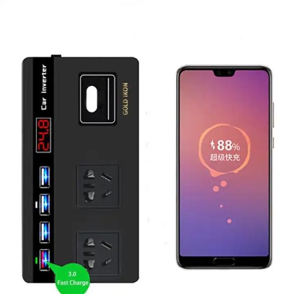 Phone Charger For Iphone Fast Car Wireless Charger Clamping Car Phone Holder Wireless Charger 12V/24V Car Inverter