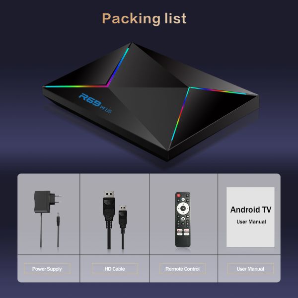 R69 Plus Android TV Box, 4K UHD Smart Entertainment System, Supports Popular Streaming Apps, Dual WiFi Home Media Player