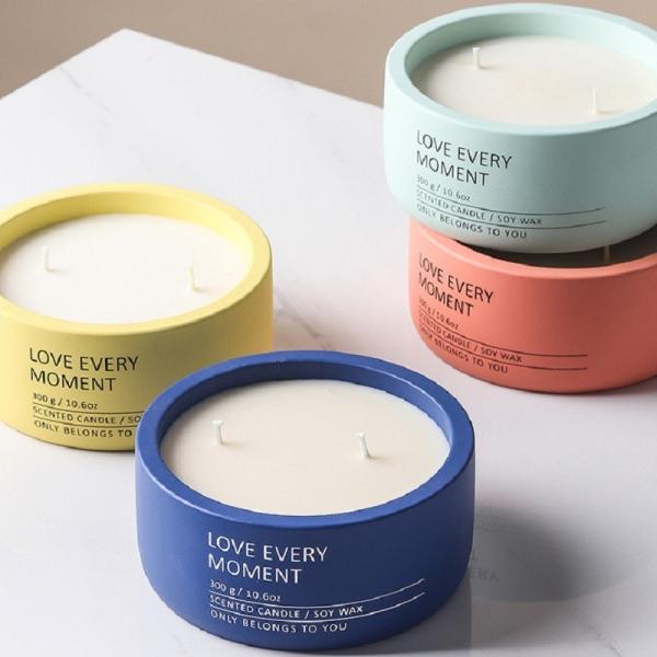 Custom Logo Nordic Cylinder Concrete Candle Holders