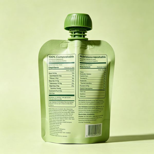 100% Compostable Baby Food Spout Pouch - Eco-Friendly Sustainable Packaging for Organic Purees