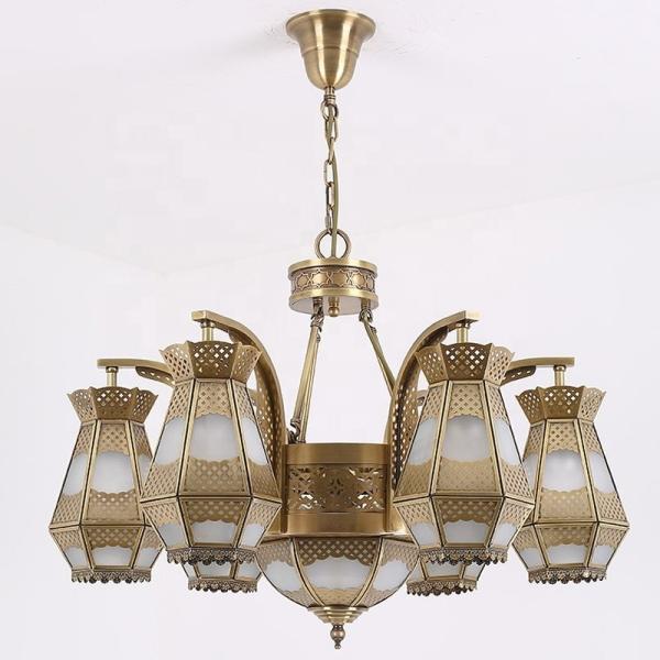 Decorative Vintage Living Room Chandelier Glass Shade Material For Church