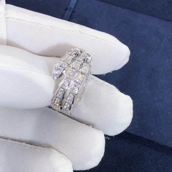 Elegant  18K Gold  2 Row Diamonds Serpenti Viper Ring Diamond Ring Yellow Gold White Gold