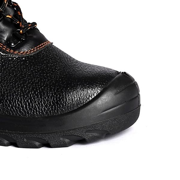 Black Leather Cut Steel Toe Protection Anti Slip Function Action Safety Shoes Shock Proof