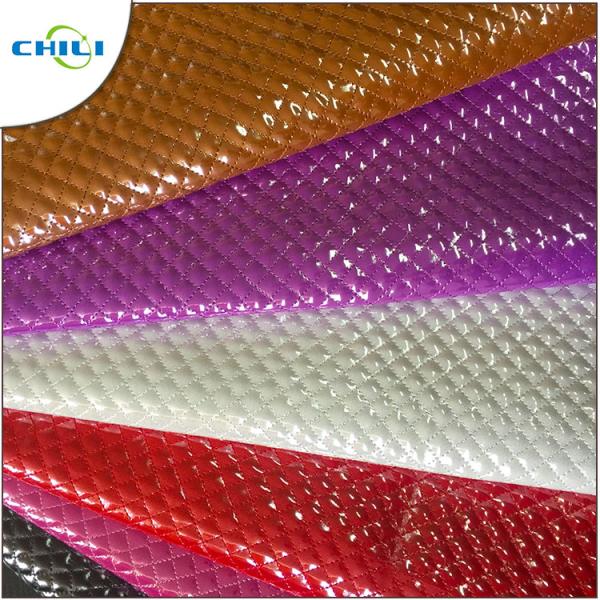 Chunky Rexine Floral Quilted Leather Fabric , Faux Leather Upholstery Shoes Decor