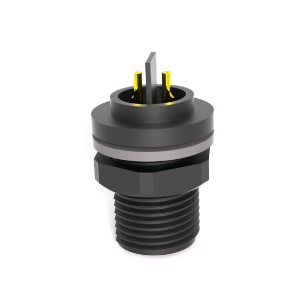 PA6 IP67 Industrial Circular Connectors 100VAC Treaded Type M12 Waterproof Connector