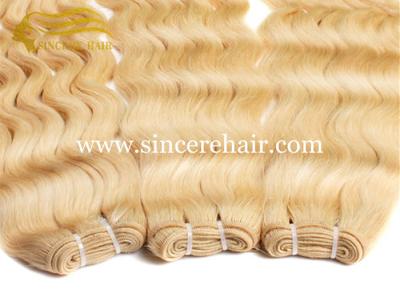 Hot Blonde 24 CURLY Hair Extensions for Sale, 60 CM #613 Curly Remy Human Hair Weaving Weft 100 Gram / Piece For Sale