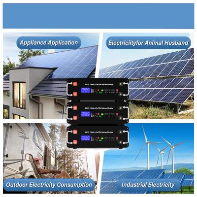 6000 Times Life Cycle Rackmount Lifepo4 Battery 51.2V 48V MC4 Connector Custom