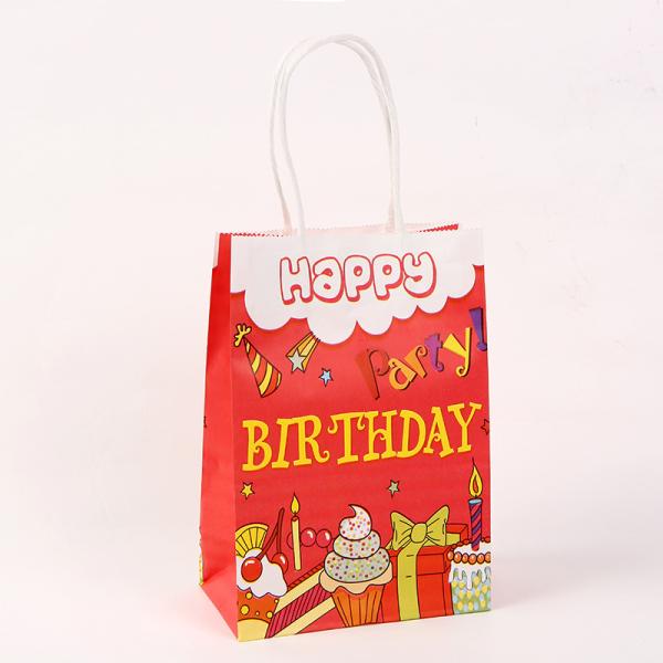 Customized Logo Brown Kraft Paper Tote Bag for Birthday Party Clothing Gift Packaging