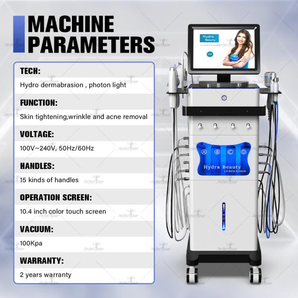 10.4 дюймовый цветный сенсорный экран Гидрафациальная машина с вакуумом 100 кПа
