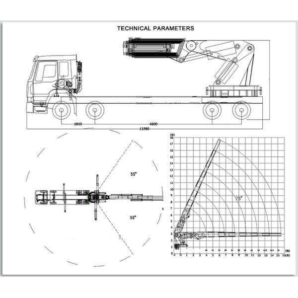 12 Span Mounted Crane Boom Truck / HOWO 4x2 290hp 15 Ton Hydraulic Arm Truck