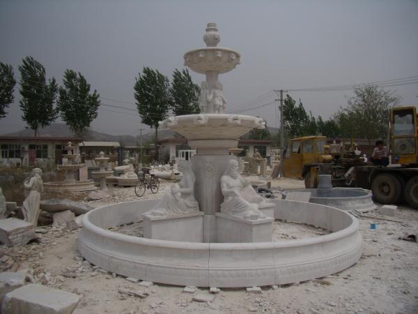 Large White Marble Stone Water Fountain with Horse Statue