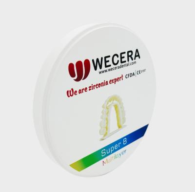 43-57% Blocs de zirconium translucides de 10 mm pour la fabrication de couronnes et de ponts dentaires