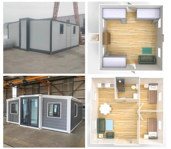 Casa de 2 andares Casa de pré-fabricação Casa de contêineres para apartamento 20 40 pés