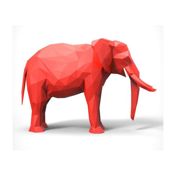 Escultura pintada decoración roja del metal, escultura de acero moderna del elefante