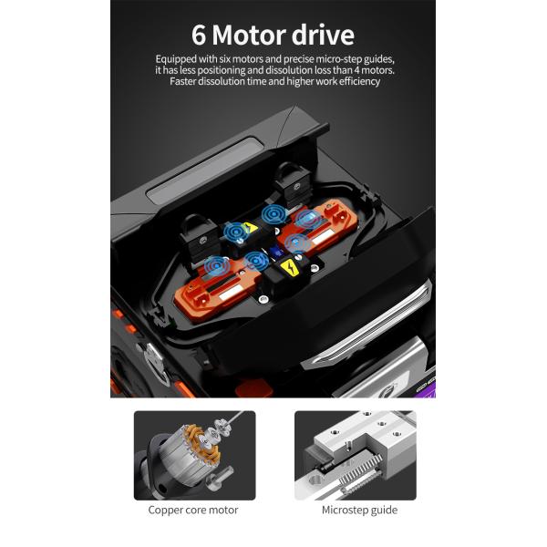 FTTH оптоволоконная сварочная сплицевая машина 6 Моторы оптоволоконный сплицевый сплисер