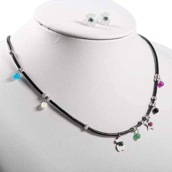 Medical Stainless Steel Jewellry , Black Leather Necklace For Women