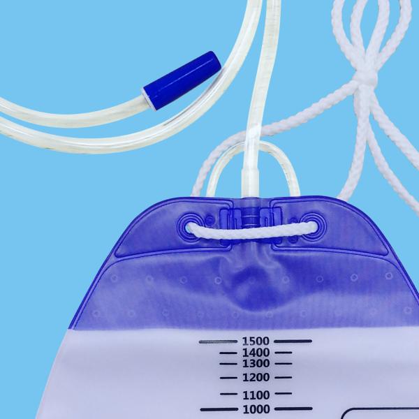 CFDA Medical PVC Meter Disposable Urine Bags Anti Reflux 1500ml drainage bag