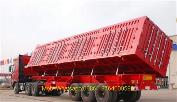 3 Axle 40T Container Flat Side Rollover Semi Dump Trailers / Side Dump Trailer