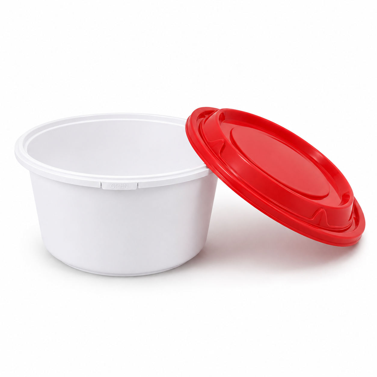 Snap Lock Wide PP Food Storage Bowl 1288ml with Red Secure Lid
