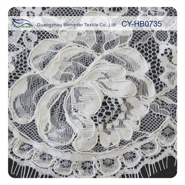 Heavy Corded Eyelash Wedding Dress Lace Fabric , Eco-Friendly