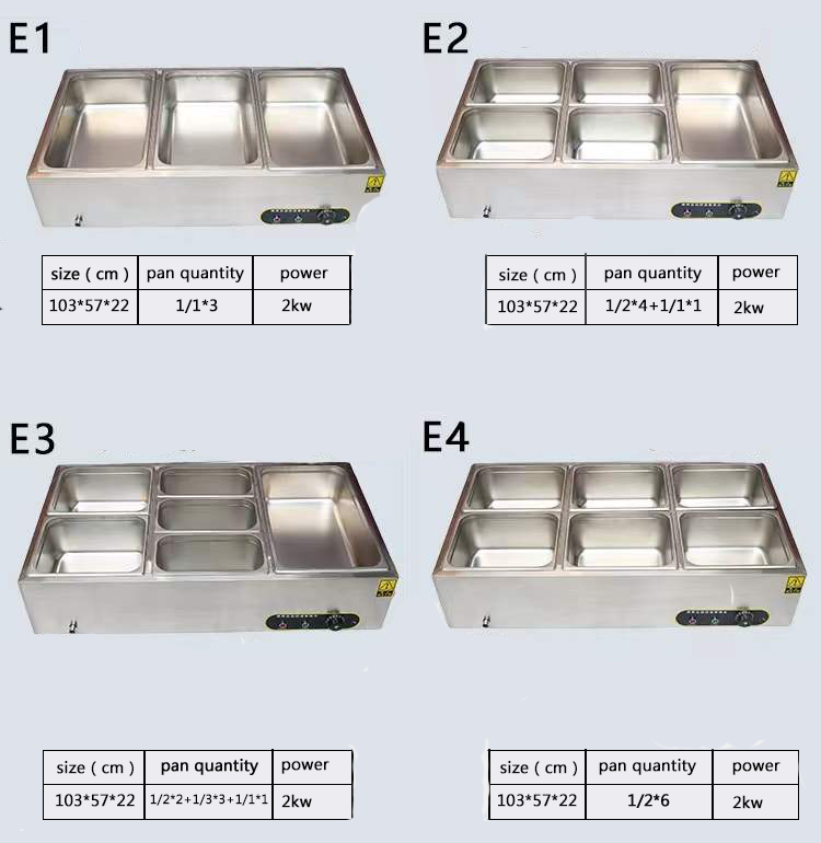 Rectangular Bain Marie Electric Food Warmer 150L 3 Pan Bain Marie