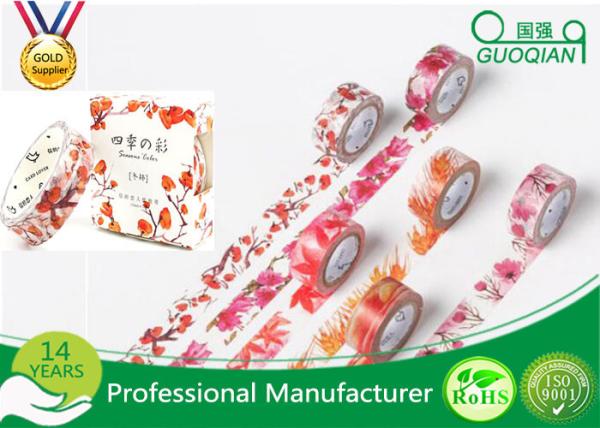 Flower Decorative Stationery Japanese Washi Tape , Adhesive Custom Printed Washi Tape