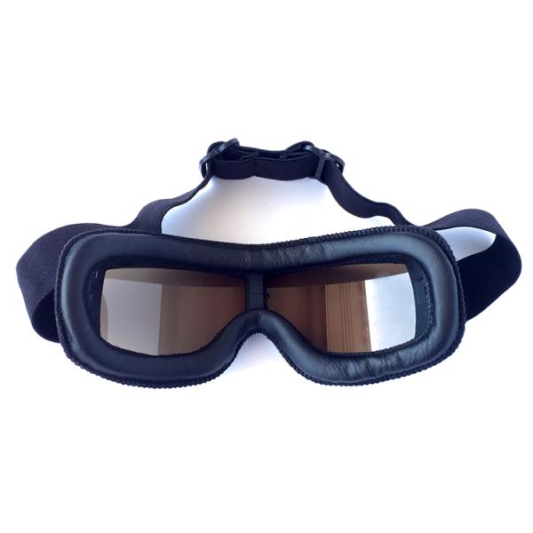 Silicone Strap Customizable Vintage Leather Motorcycle Riding Goggles for Helmet