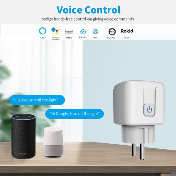 EU Smart Plug with Voice/App Control, 16A Load Current, and Dual-Band WiFi for Smart Home Automation