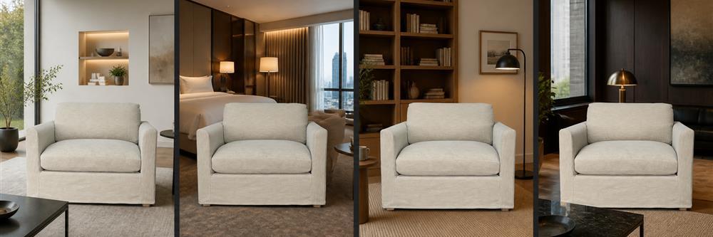 Contemporary Wide Lounge Accent Chair, Single Seat – LG-5010