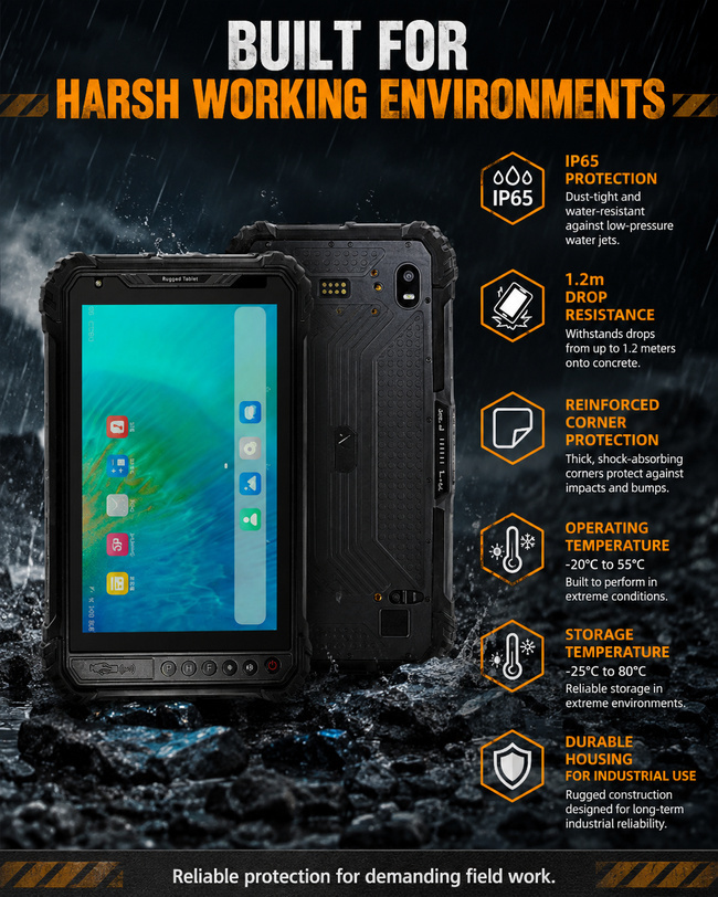 Rugged Touchscreen Tablet 8 Inch for Equipment Inspection Control and Maintenance Logs