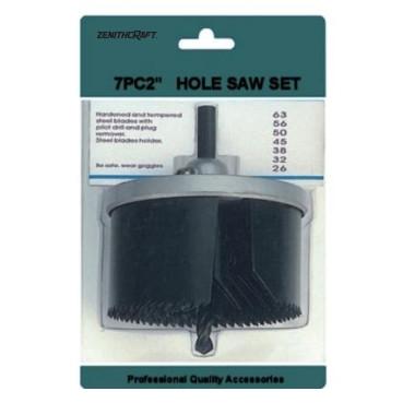 Serrated 65Mn Steel 7PC 2 Multi Blade Hole Saw Kit For Cutting Neat Holes In Wood