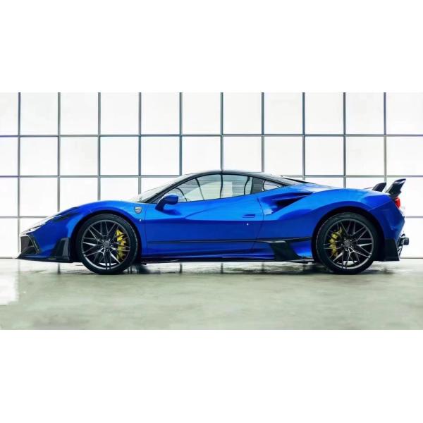 Blue F8 Ferrari Body Kit F8 MSY Style Front Bumper Lip Body Kit Spoiler Side Skirts