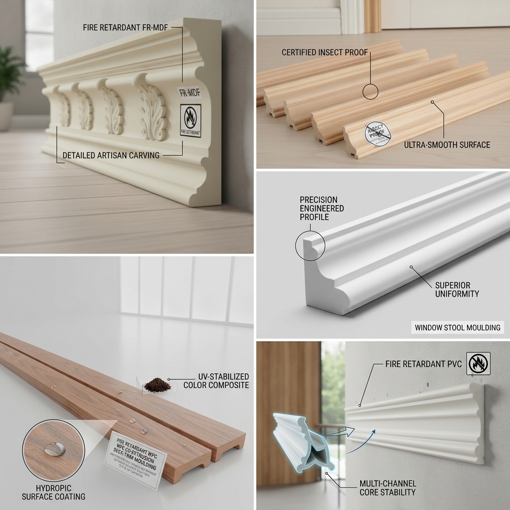 Elegant Window Casing Moulding Water-based Primed Wood Trim Window Frame Decoration Protection