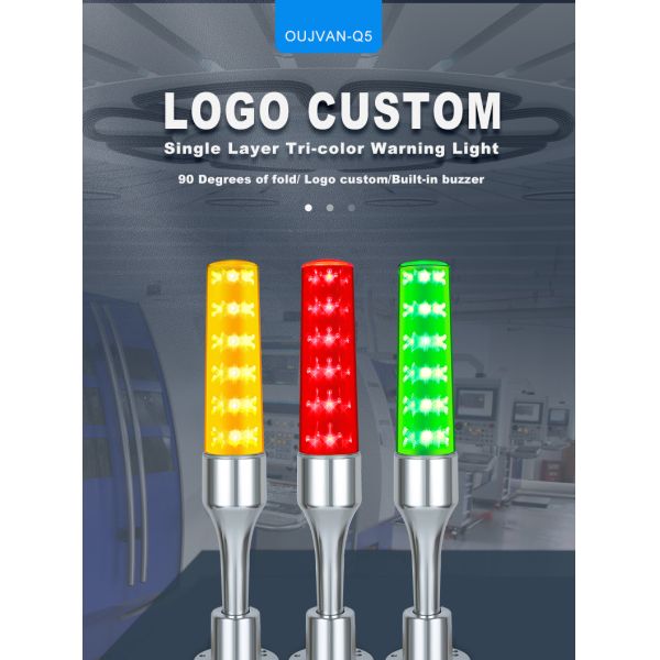 Lampe tour d'avertissement LED 24V avec 80lm/W, angle de faisceau de 360° et clignotement multicolore