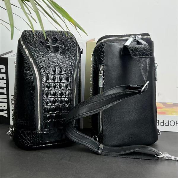 Authentic Crocodile Skin Men's Casual Chest Bag Small Travel Purse Genuine Exotic Alligator Leather Male Crossbody Bag