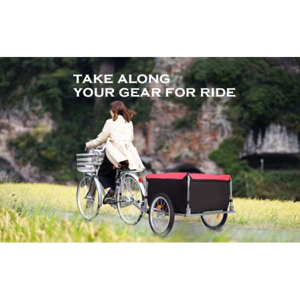 Bike Trailer Cargo Foldable Max Load, 2x16'' Inflatable Wheels, Aluminum Bicycle Cargo Trailer w/Hitch, for Lugg