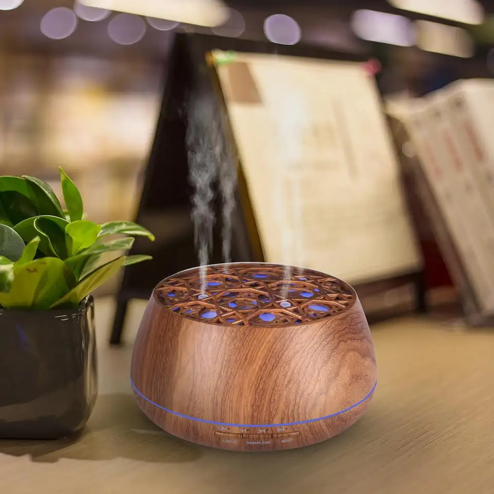 Home Appliances Stocks 400ml Colorful LED Light Electric Ultrasonic Wood Grain Essential Oil Scent Diffuser Air Humidifiers