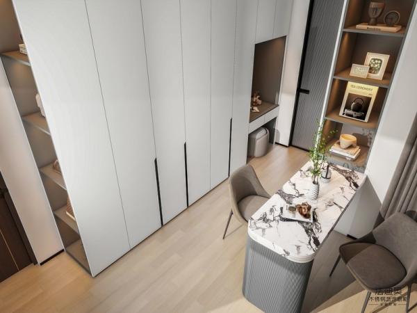 Starry Grey Stainless Steel Wardrobe With Integrated Dressing Table