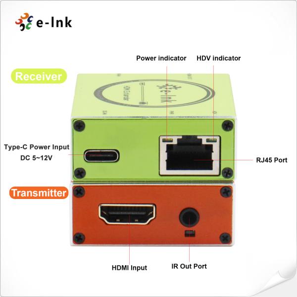 Mini HDMI Over CAT5/CAT6 Extender with IR - 165ft (50m) 1080p@60Hz