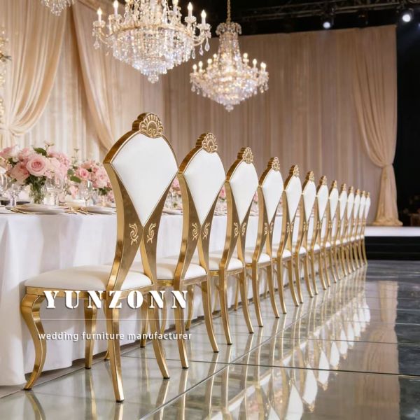 Modern Wedding Furniture Dining Chair High Quality Stainless Steel Cushion Steel Frame Durable Outdoor Use for Hotels Events