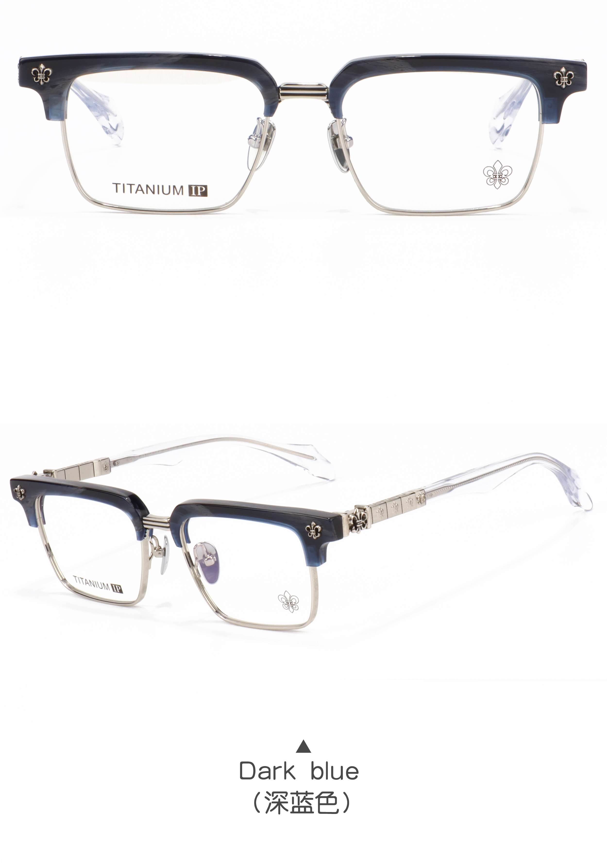 Retro Versatile Half Frame Anti Blue Light Black Silver Optical Prescription Presbyopia Multi Focus Luxury Brand Light Glasses