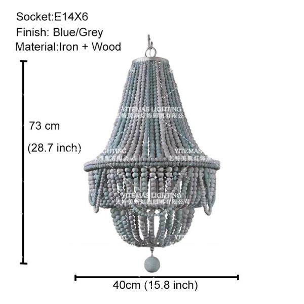 Gold Chandelier Wooden Beaded Lighting Fixture Fringe Hanging Light Silas Chandelier (WH-AP-652)