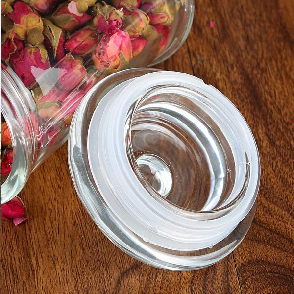 Household Clear Round Sealable Glass Jars Lead Free Fruit Storage