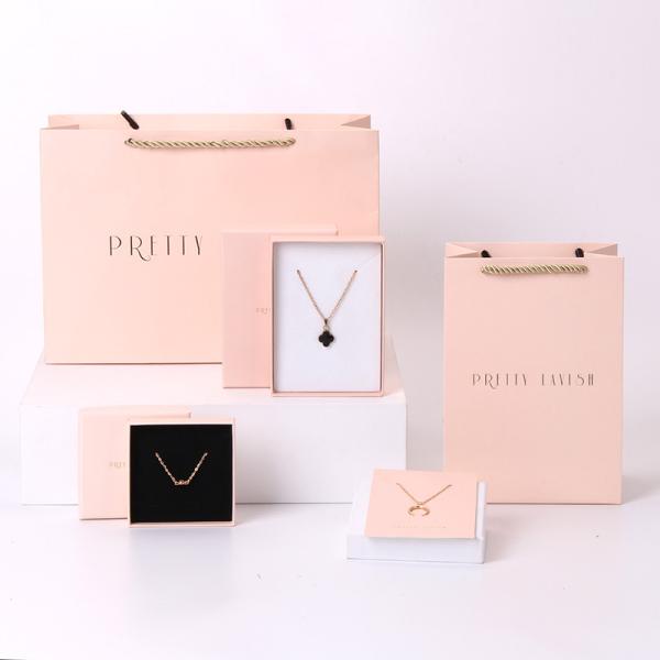 Fabricante cor-de-rosa Pink Gift Bag do saco de papel do saco da joia com logotipo da folha de ouro