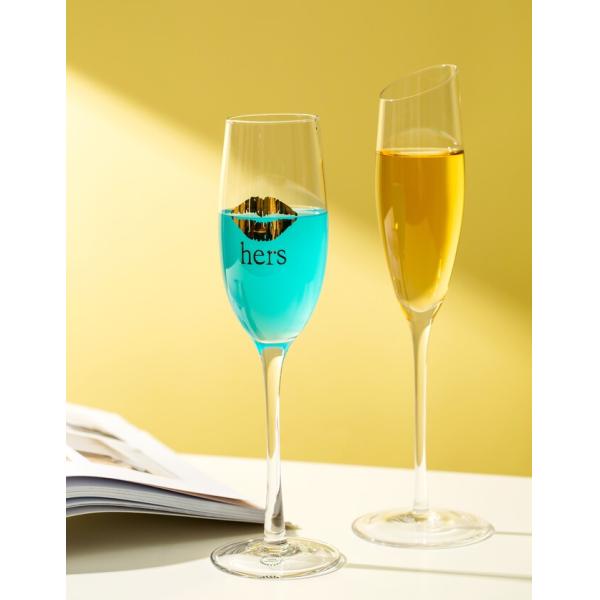 Wedding Engagement 258ml Etched Champagne Glasses 9 Ounce Mouth Blown Lead Free