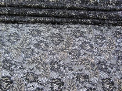 Vintage Metallic Lace Fabric Blue , Nylon Tulle Floral Lace Fabric SYD-0002