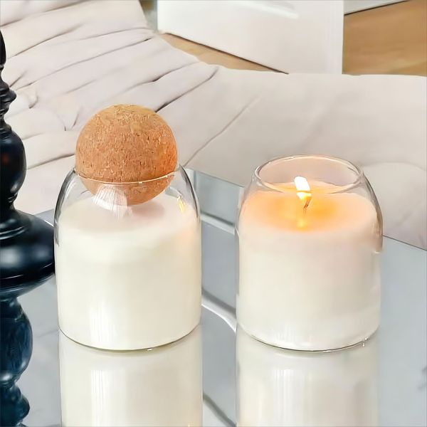 Handmade Borosilicate Glass Candle Cup Oval Cylinder Empty Glass Candle Jar