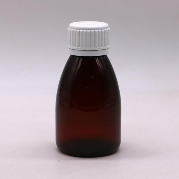 Cores personalizadas 100ml PET Ambar plástico líquido oral de qualidade medicamentosa frasco com tampa de segurança